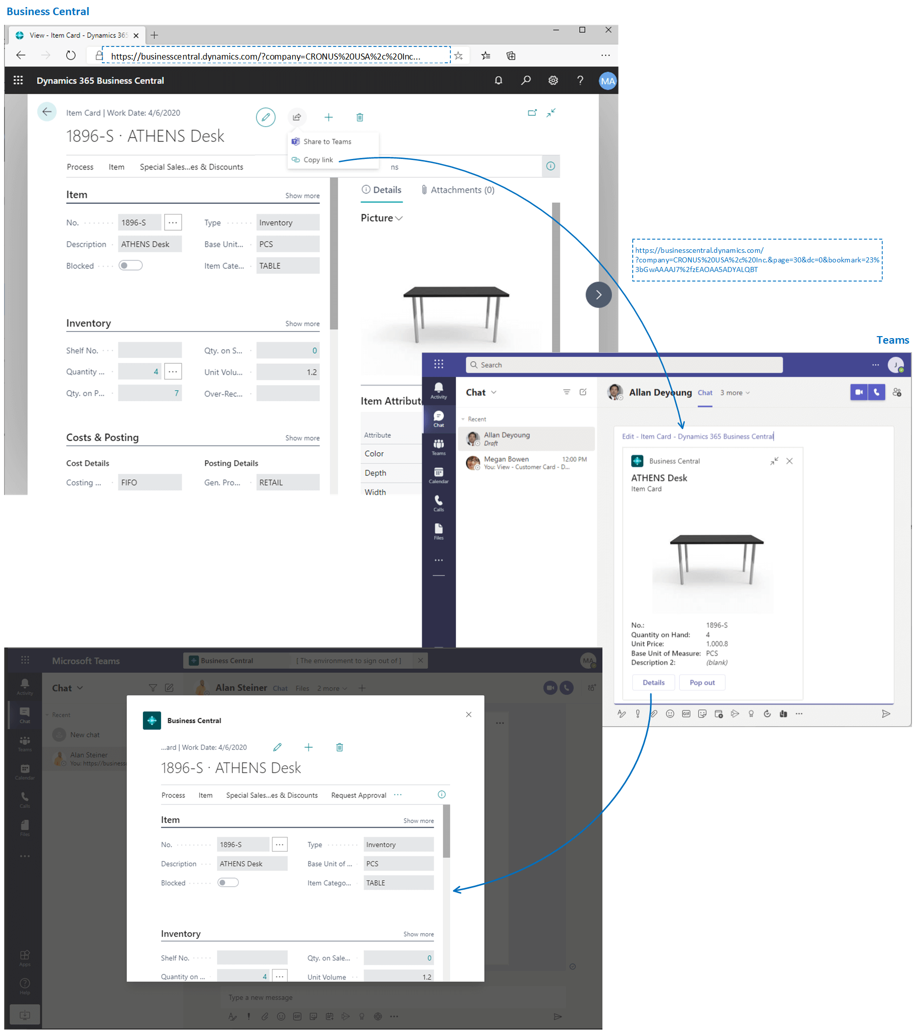 Business Central s'intègre facilement avec Teams afin de favoriser des échanges entre les départements et les équipes