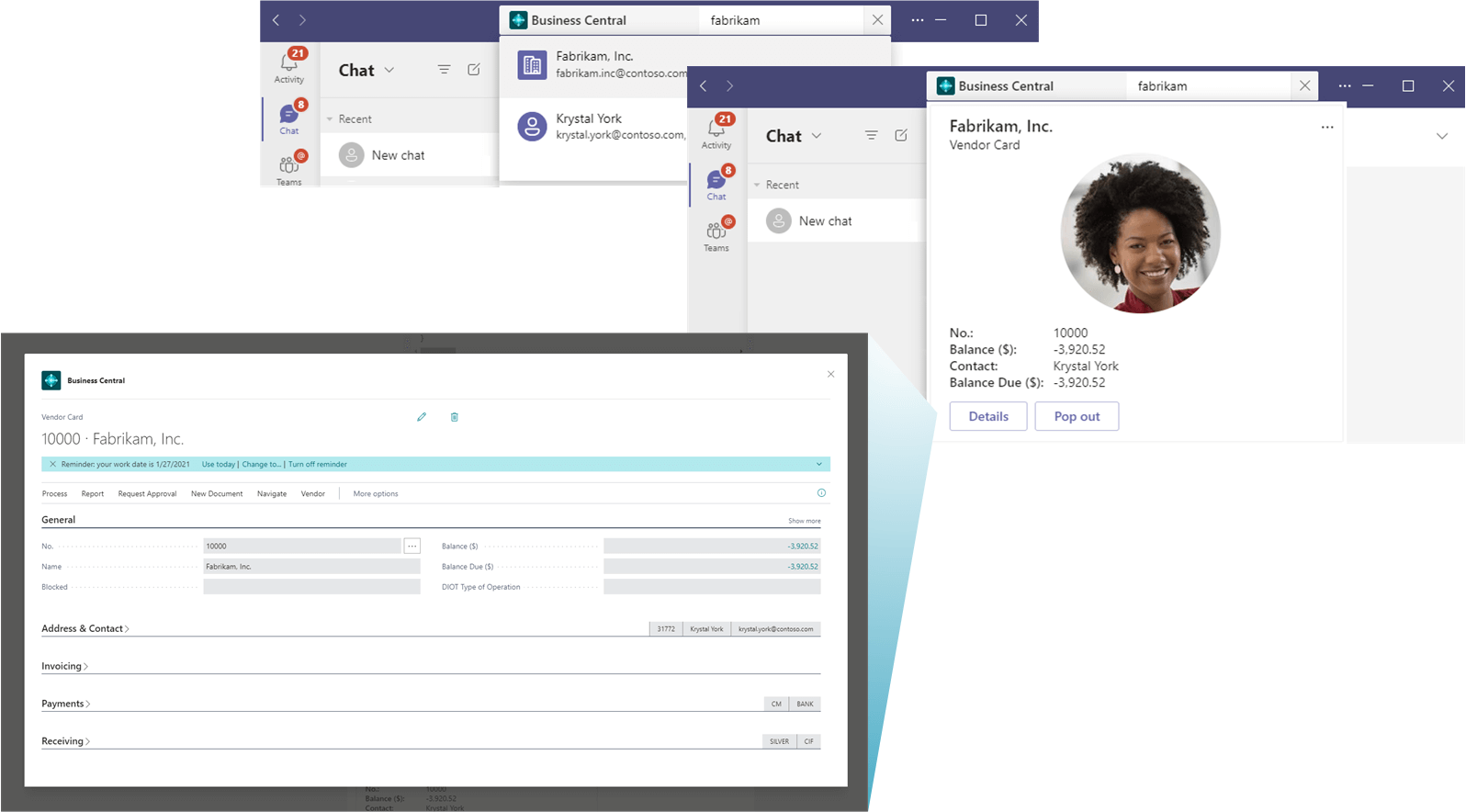 Integration de Microsoft Teams avec Business Central