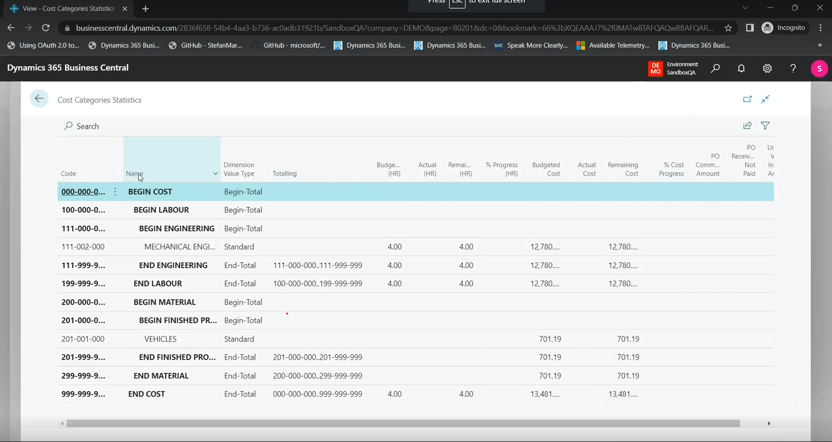 Interface de Business Central pour la fabrication sur mesure